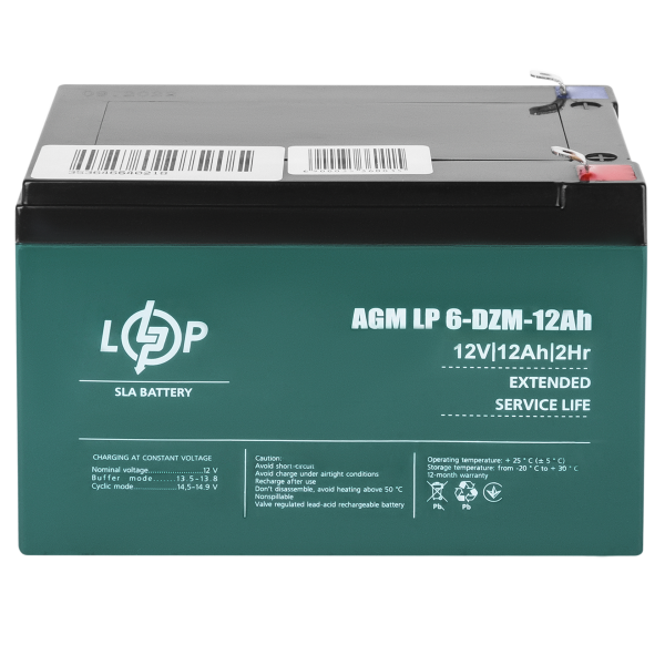 Тяговый свинцово-кислотный AGM аккумулятор LP 6-DZM-12 Ah