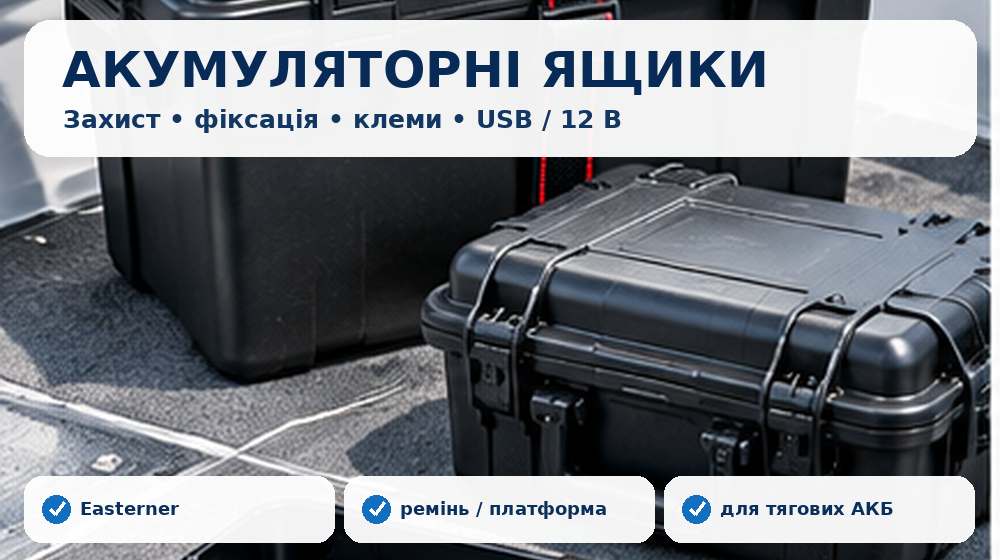Акумуляторні ящики, платформи та кріплення для тягових акумуляторів у човні