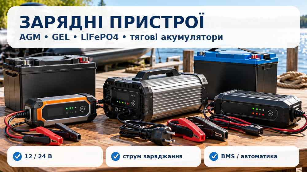Зарядні пристрої для AGM, GEL і LiFePO4 акумуляторів 12 та 24 В