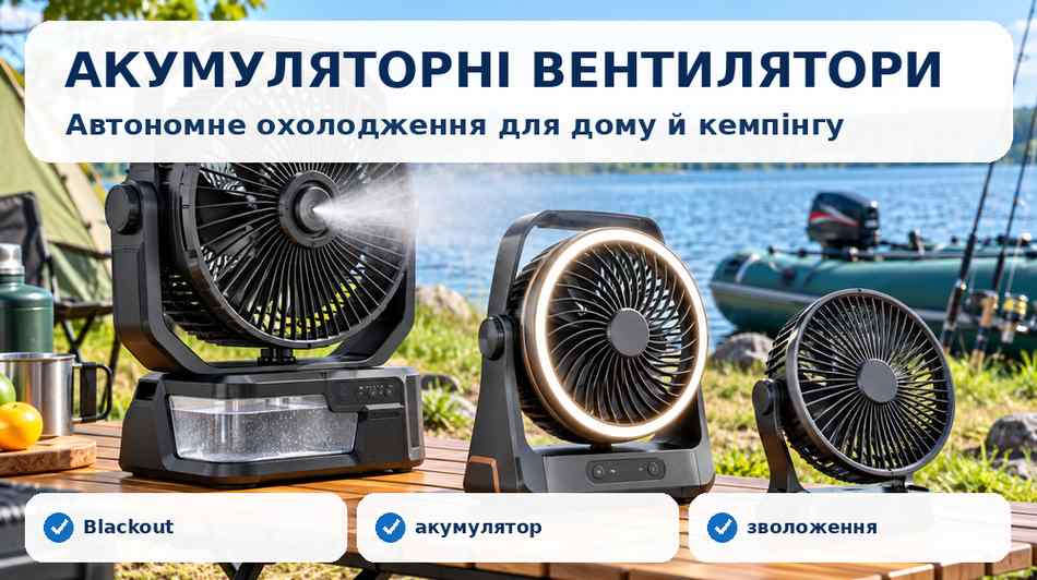 Акумуляторні вентилятори Blackout для кемпінгу, дому та відпочинку