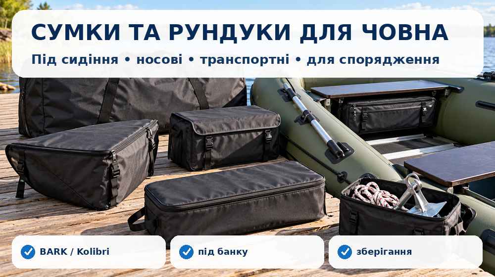 Сумки, рундуки, сумки під сидіння та транспортні сумки для надувного човна