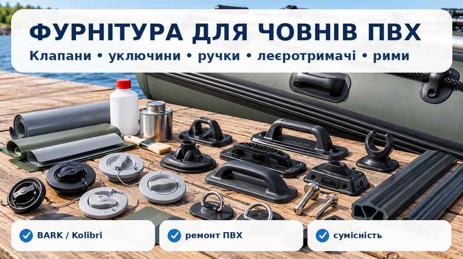 Фурнітура для човнів ПВХ: клапани, уключини, ручки, рими, леєротримачі та профілі