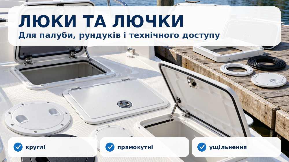 Круглі та прямокутні палубні люки і лючки для катера
