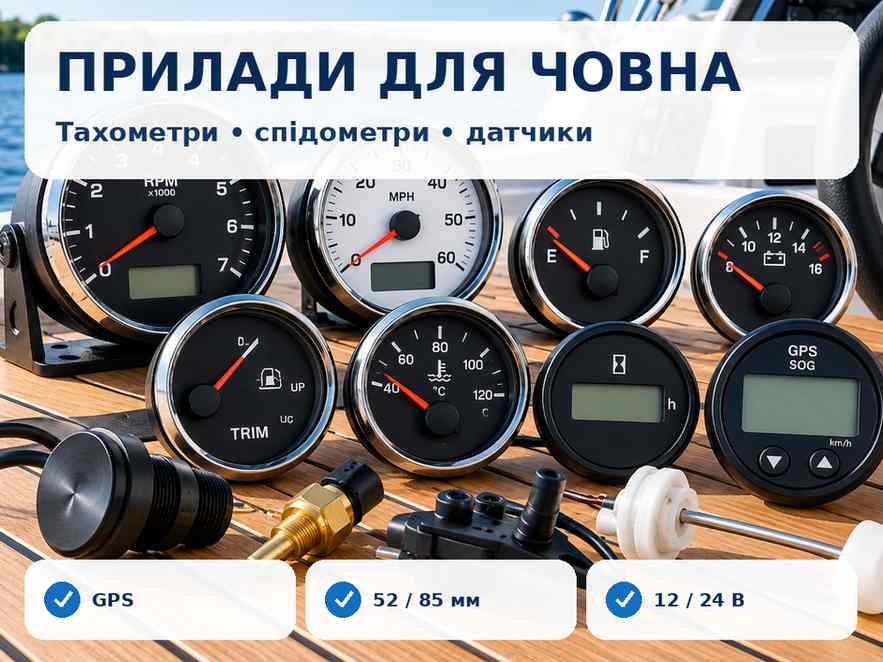 Тахометри, GPS-спідометри, вольтметри та датчики рівня палива для човна
