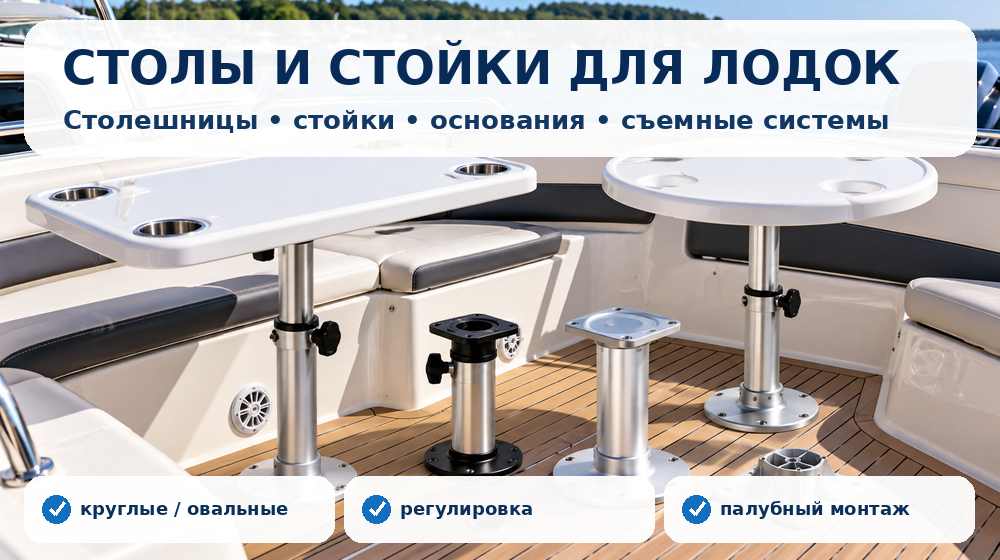 Лодочные столы, столешницы, стойки и основания для палубного монтажа