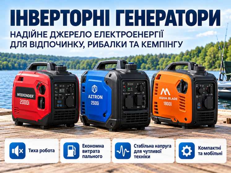 Інверторні генератори для відпочинку, рибалки та кемпінгу