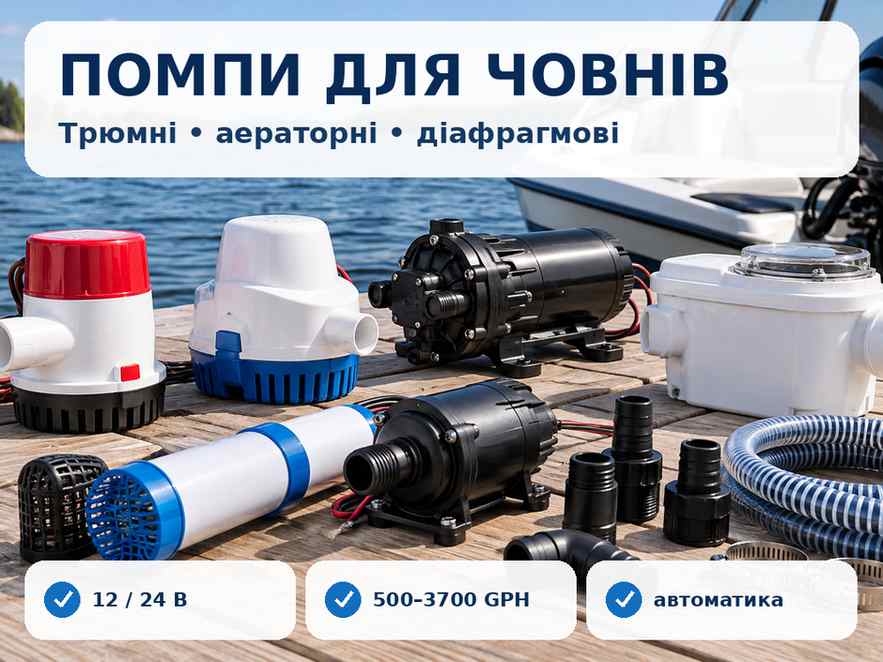 Трюмні, аераторні, діафрагмові помпи та мацератори для човна