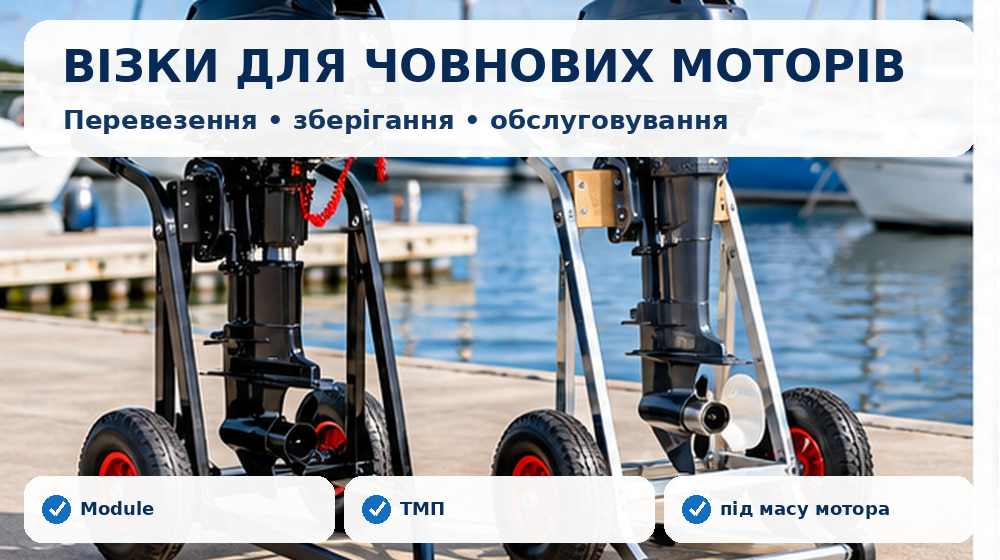 Візки та підставки для перевезення і зберігання підвісних човнових моторів