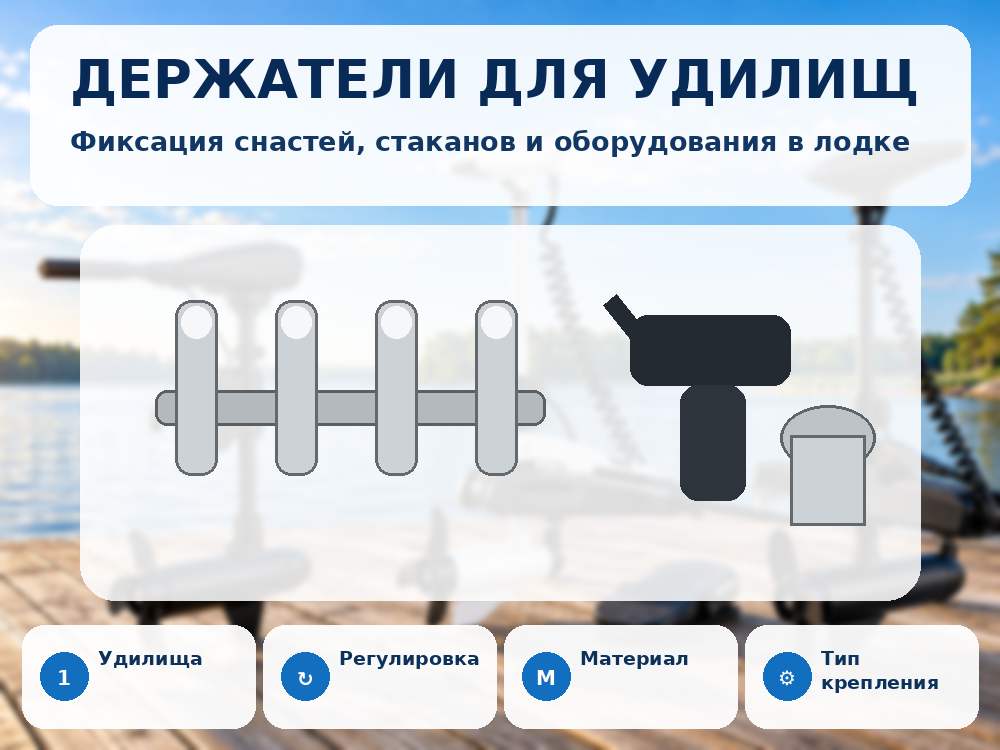 Держатели для удилищ, спиннингов, стаканов и оборудования в лодке