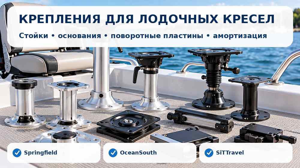 Стойки, основания, поворотные пластины и крепления для лодочных кресел