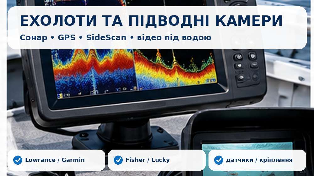 Ехолоти, картплотери та підводні камери для риболовлі з човна і берега