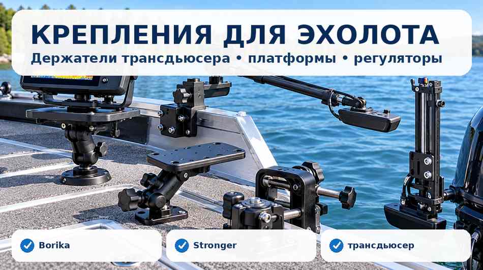 Крепления эхолота, держатели трансдьюсера, платформы и регуляторы положения датчика