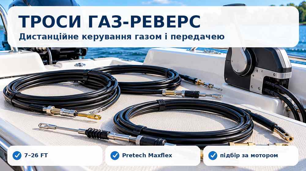 Троси газ-реверс для дистанційного керування човновим мотором