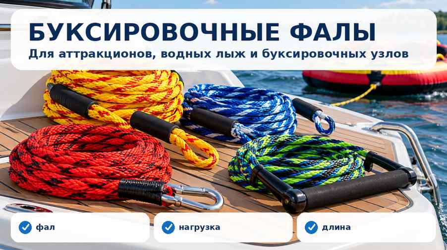 Буксировочные фалы для водных аттракционов, водных лыж и буксировочных узлов
