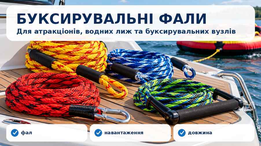 Буксирувальні фали для водних атракціонів, водних лиж і буксирувальних вузлів