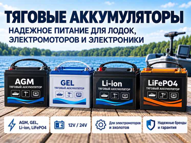 Тяговые аккумуляторы для лодок, электромоторов и электроники