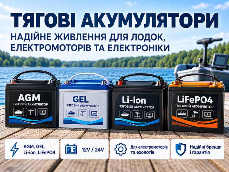 Тягові акумулятори для лодок, електромоторів та електроніки