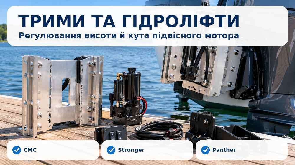 Трим і гідроліфт для регулювання положення підвісного човнового мотора