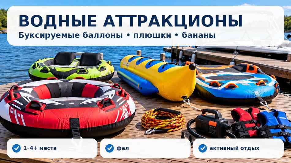 Надувные буксируемые водные аттракционы, плюшки и бананы для катания за катером