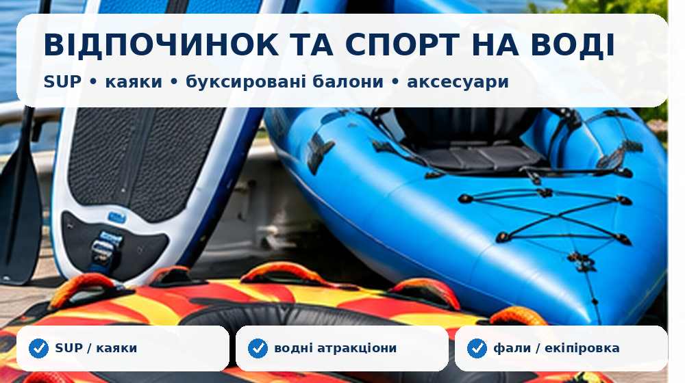 SUP-дошки, каяки, буксировані балони та екіпіровка для відпочинку на воді